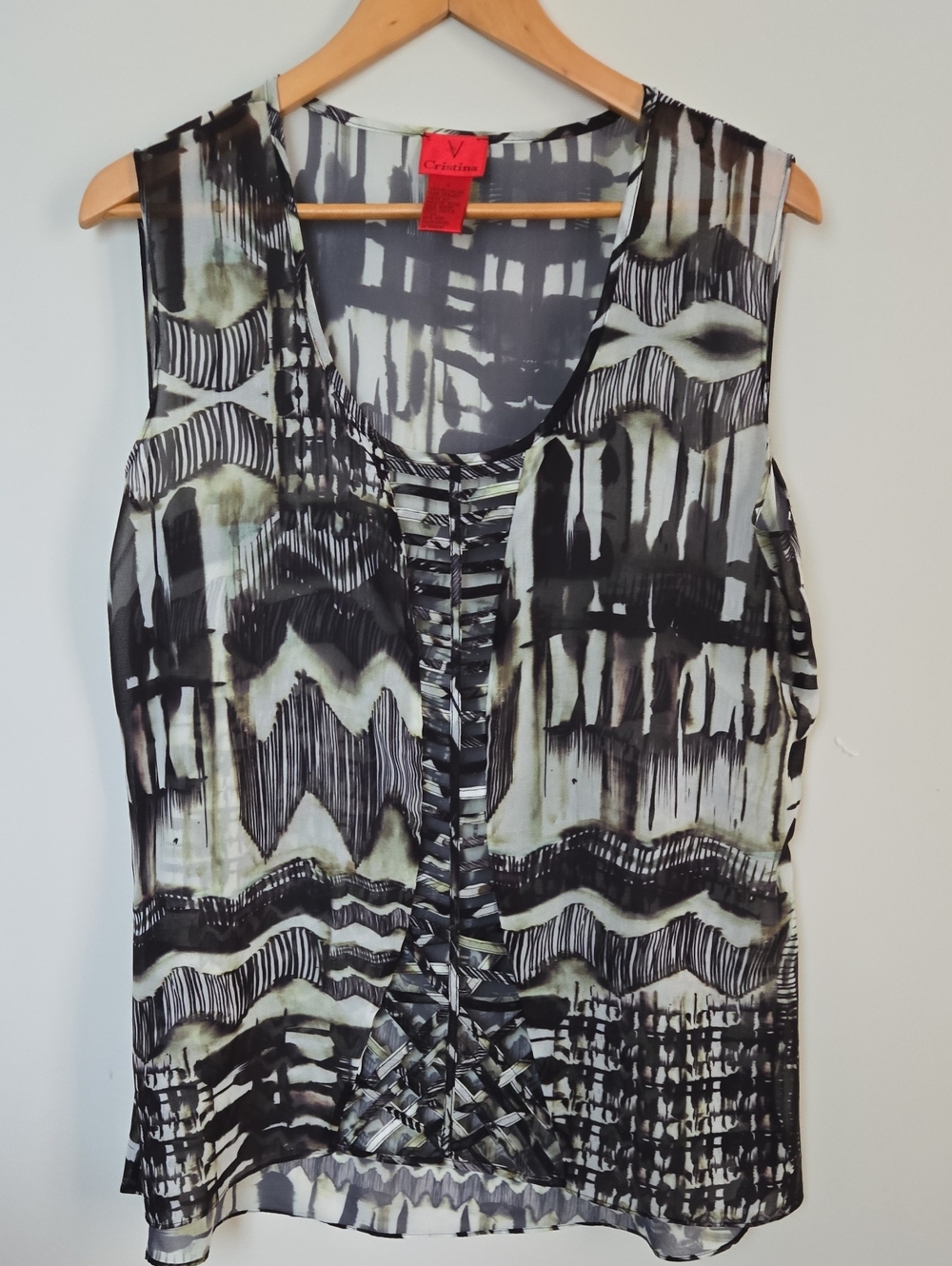 EUC V Cristina Black and White Abstract Sleeveless Camisole